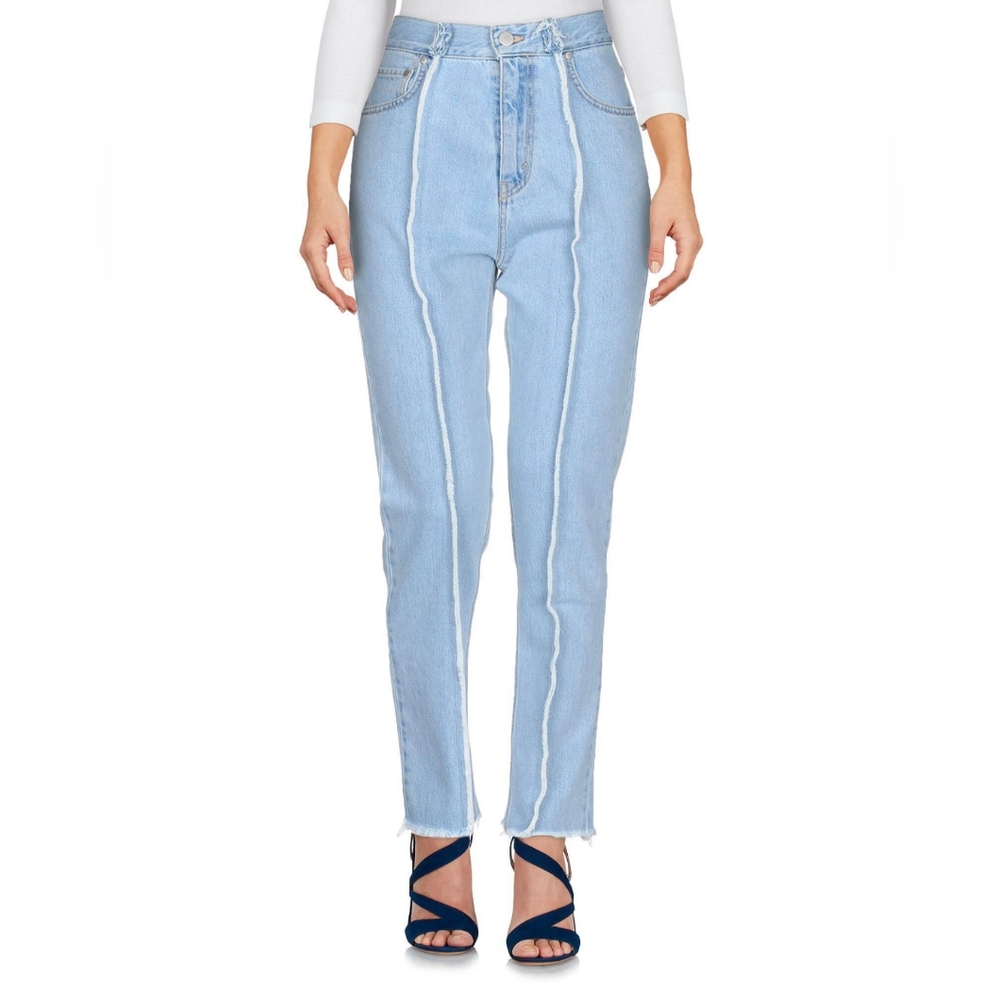 Rokh Light Blue Jeans With Frayed Detailing